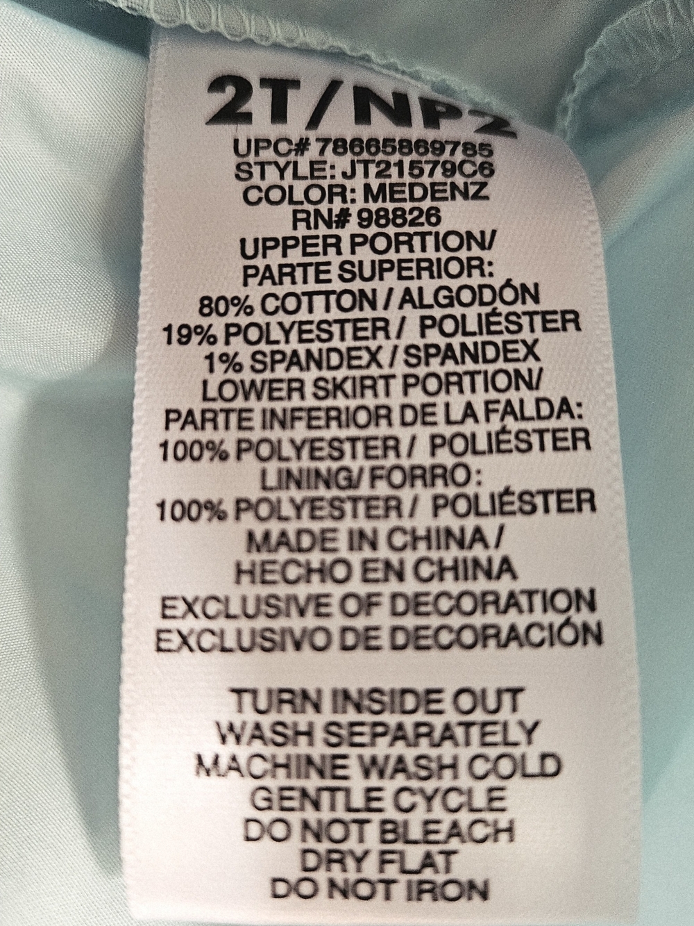 Jordache Denim & Tulle Butterfly Dress Toddler Girls Size 2T Blue Mint Green - Picture 8 of 8